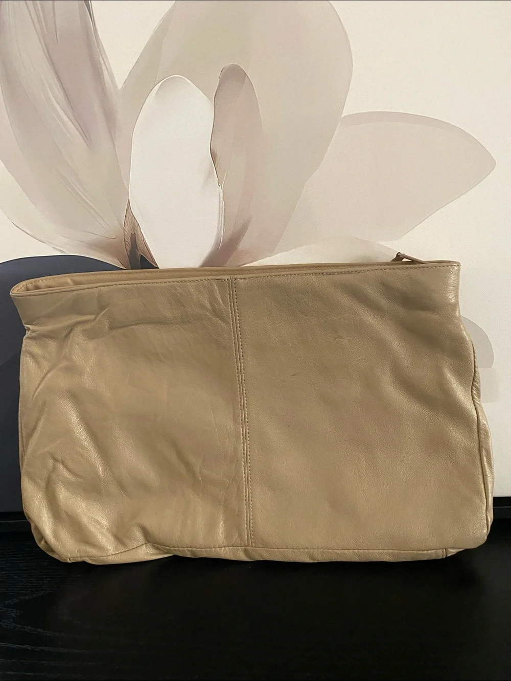 Vintage 80’s Brenalini By Jonotti Oversized Taupe Leather Clutch